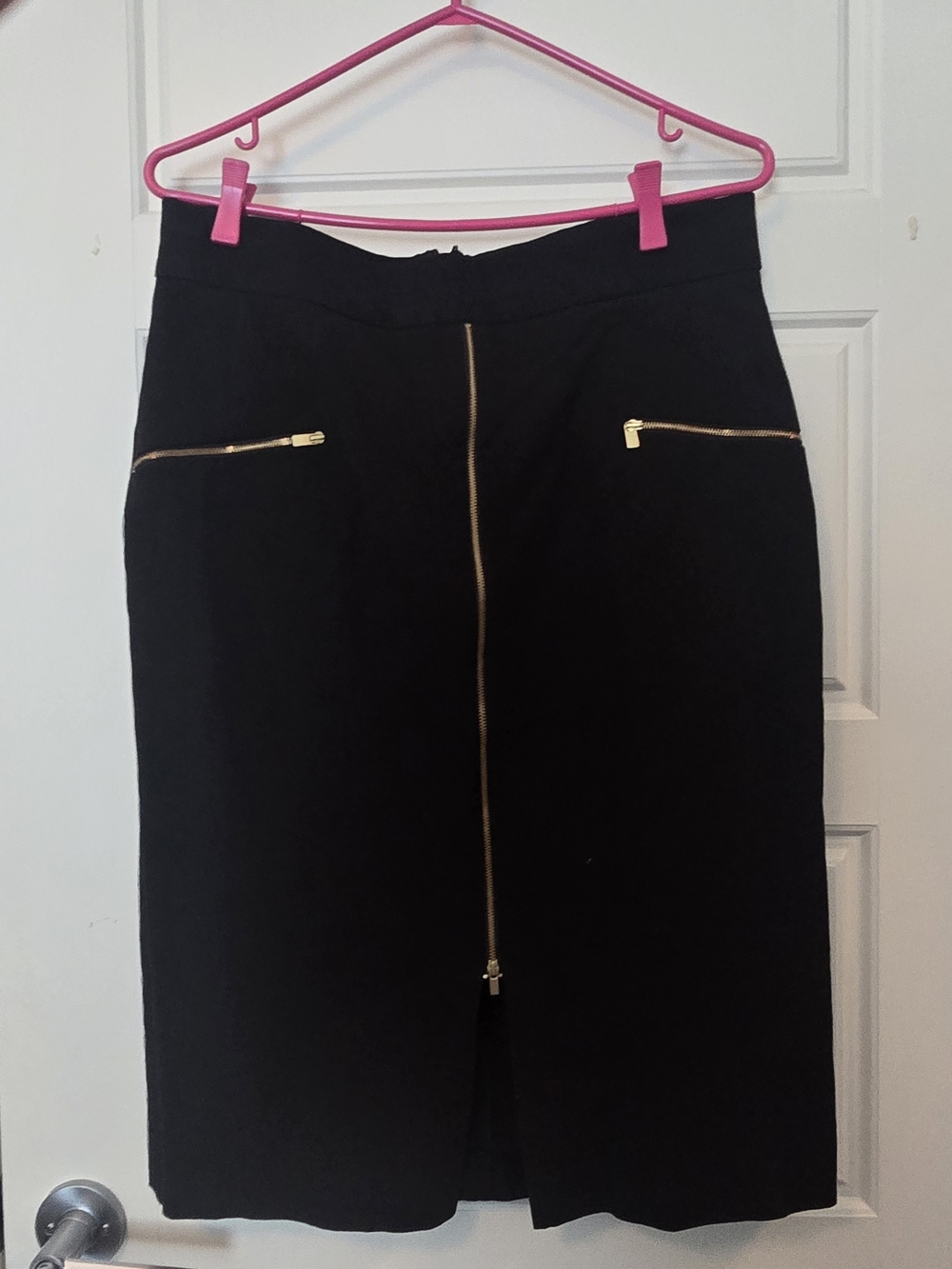Banana Republic Black Pencil Skirt with Gold Zipper Accents
